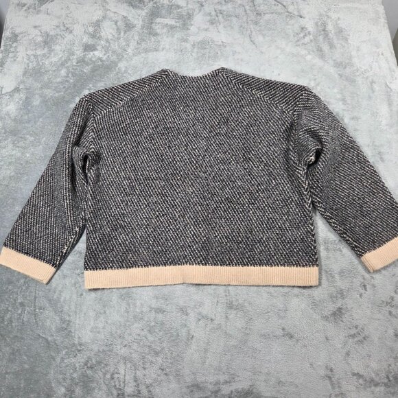 J Crew Cardigan Womens XL Navy Jacquard V Neck Wool Blend Preppy Lady Jacket - Picture 8 of 10